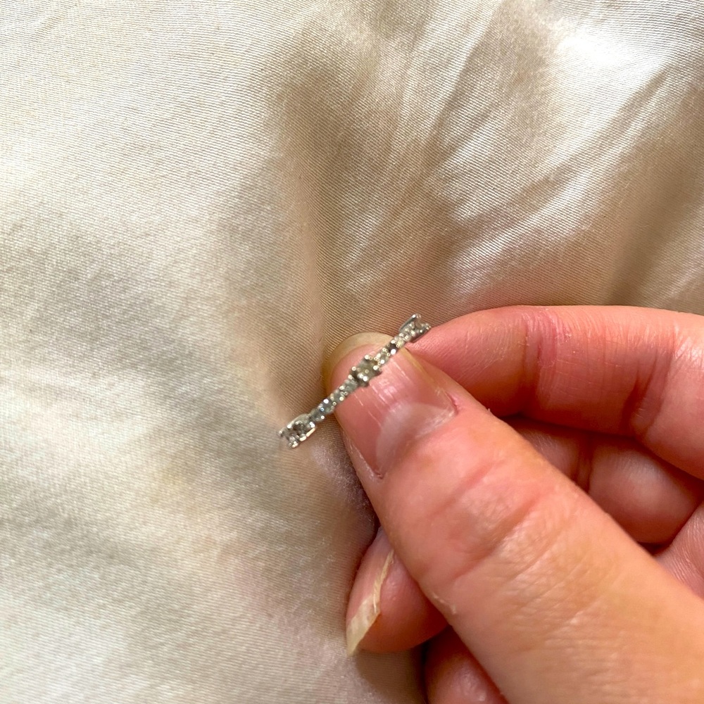 Size 4.25 diamond pave white gold band